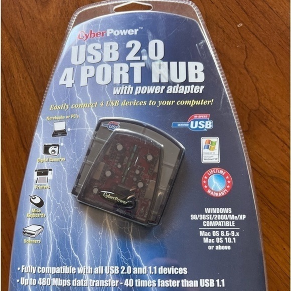 NIB CyberPower USB 2.0 4‎ Port Hub With Power Adapter CP-H420  C6 (U) - Picture 1 of 4